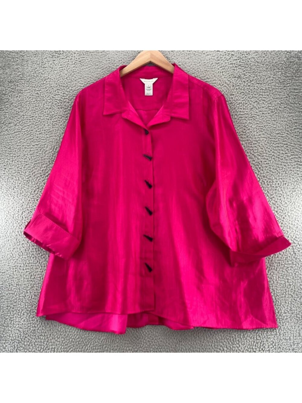 Multiples Shirt Womens 3X Pink Iridescent Collared Button Up Long Sleeve Blouse